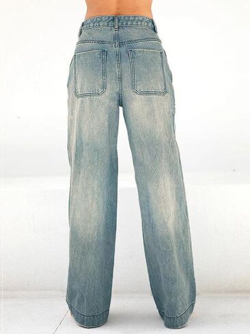 EMMIOL Women's 2025 Wide Leg Jeans Distress Mid Waist Denim Pants Vintage Y2K Trousers in Saudi Arabia