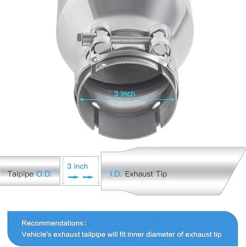 2.5 إلى 4 بوصة طرف العادم 2.5 "مدخل إلى 4" نصائح العادم مخرج 12 "طرف كاتم الصوت 304 من الفولاذ المقاوم للصدأ تلميح العادم نصيحة العادم مزدوجة جدار مائل مصقول على (شظية) in Kuwait