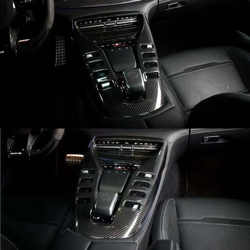 1pc Interior Accessory Real Dry Carbon Center Console Cover Gear Frame Panel Trim for Mercedes AMG GT53 GT43 GT63 2020-2023 in Saudi Arabia