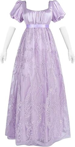 Nuoqi Regency Dress for Women Empire Waist Regency Era Costume Victorian Tea Party Gown in Saudi Arabia