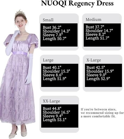 Nuoqi Regency Dress for Women Empire Waist Regency Era Costume Victorian Tea Party Gown in Saudi Arabia