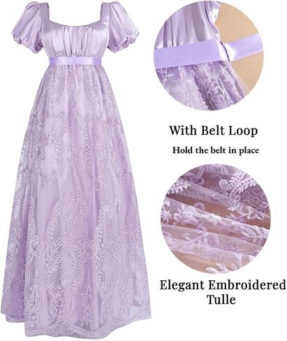 Nuoqi Regency Dress for Women Empire Waist Regency Era Costume Victorian Tea Party Gown in Saudi Arabia