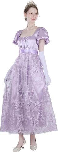 Nuoqi Regency Dress for Women Empire Waist Regency Era Costume Victorian Tea Party Gown in Saudi Arabia