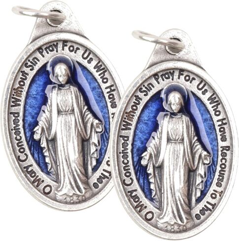 Needzo Blue Miraculous Medal Pendants, Catholic Jewelry Charm, Religious Gifts, 1 Inch (Pack of 2) in Saudi Arabia