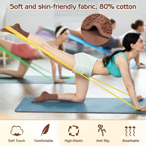 Jspupifip 6 Pairs Pilates Socks with Grips for Women Non Slip Grip Yoga Socks Grippy Crew Sock for Barre Ballet Barefoot Workout Hospital in Saudi Arabia