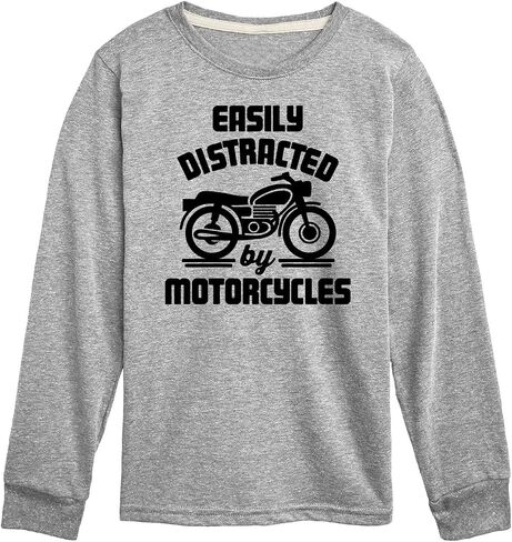 Instant Message - Easily Distracted by Motorcycles - Toddler & Youth Long Sleeve Graphic T-Shirt in Saudi Arabia