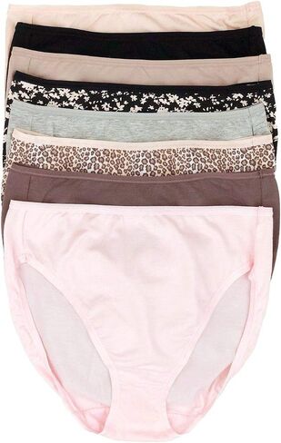 Felina Lingerie Womens 8 Pack Cotton Stretch Hi-Cut Full Coverage Panty in Saudi Arabia