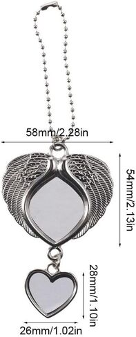 2pcs Custom Photo Rearview Mirror Car Hanging Charm Double Love Heart Pendant Blank Picture Car Hanging Ornament Car DIY Hanging Decor Charm for Rear View Mirror Accessories in Saudi Arabia