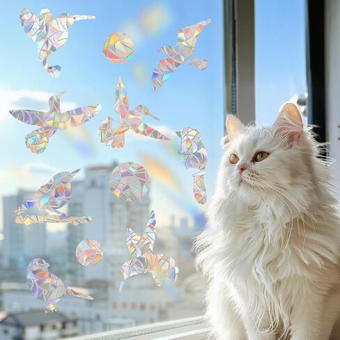 48 PCS Window Comings for Bird Strikes ، شارات نافذة مضادة للتصادم لا غراء يتطلب ملصقات نوافذ الباب الزجاجية الشفافة الملونة للوقاية من Windows Windows Strike Strike in Saudi Arabia