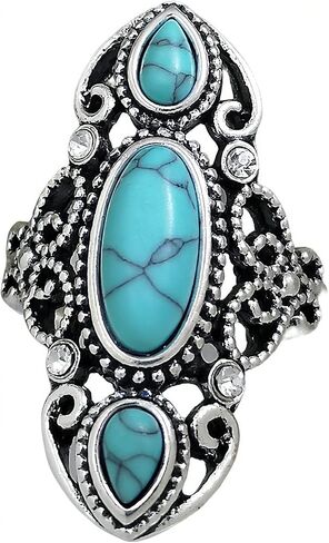 LadayPoa Bohemian Turquoise Ring for Women, 925 Silver Vintage Cowgirl Jewelry, Western Statement Turquoise Jewelry for Women in Saudi Arabia