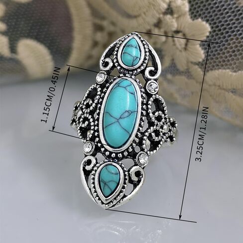 LadayPoa Bohemian Turquoise Ring for Women, 925 Silver Vintage Cowgirl Jewelry, Western Statement Turquoise Jewelry for Women in Saudi Arabia