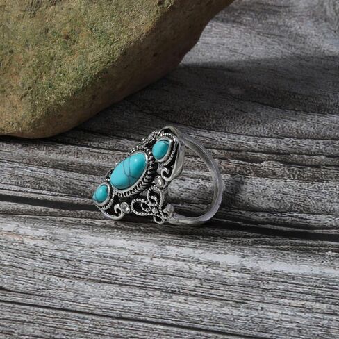 LadayPoa Bohemian Turquoise Ring for Women, 925 Silver Vintage Cowgirl Jewelry, Western Statement Turquoise Jewelry for Women in Saudi Arabia