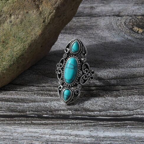 LadayPoa Bohemian Turquoise Ring for Women, 925 Silver Vintage Cowgirl Jewelry, Western Statement Turquoise Jewelry for Women in Saudi Arabia