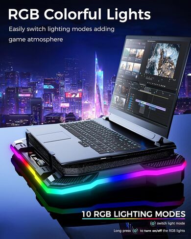 AICHESON Gaming Laptop Cooling Pad with Full RGB Lights, Powerful Cooler Fan Stand for 15-19 inch Gamer Heavy Duty Laptops and PC Computers in Saudi Arabia