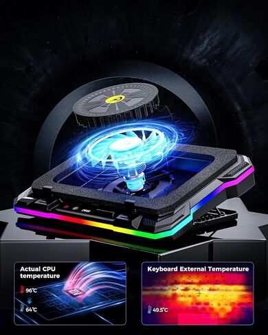 AICHESON Gaming Laptop Cooling Pad with Full RGB Lights, Powerful Cooler Fan Stand for 15-19 inch Gamer Heavy Duty Laptops and PC Computers in Saudi Arabia