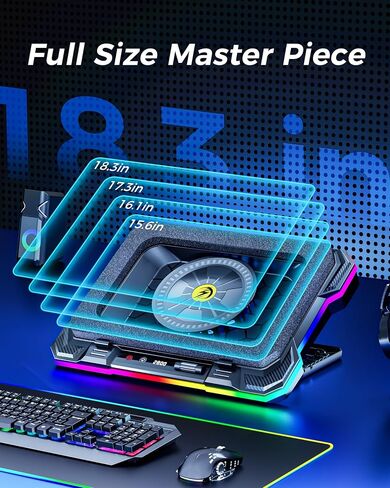AICHESON Gaming Laptop Cooling Pad with Full RGB Lights, Powerful Cooler Fan Stand for 15-19 inch Gamer Heavy Duty Laptops and PC Computers in Saudi Arabia