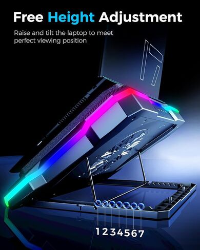 AICHESON Gaming Laptop Cooling Pad with Full RGB Lights, Powerful Cooler Fan Stand for 15-19 inch Gamer Heavy Duty Laptops and PC Computers in Saudi Arabia