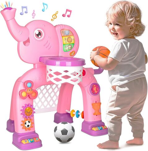 GMAOPHY Toddler Basketball Hoop & Soccer Goal, Toys for 1 2 3 Year Old Boys Girls, Kids Sports Toy with Light Sound Music, Montessori Toys for Baby 12-18 Months, Christmas Birthday Gifts for Ages 1-3 in Saudi Arabia