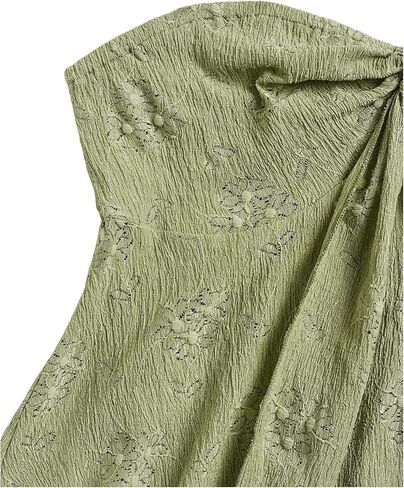 SweatyRocks Women's Knot Bow Front Eyelet Embroidery Textured Strapless Tube Tops in Saudi Arabia