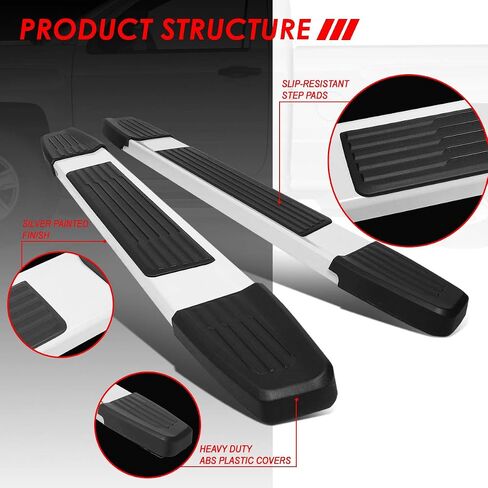 Auto Dynasty 6.25 Inches Side Step Bar Running Boards Compatible with Silverado Sierra 1500 2500HD 3500HD Regular Cab 07-19, Extruded Aluminum, Silver Painted Finish in Saudi Arabia