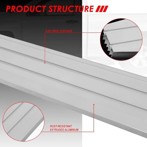 Auto Dynasty 6.25 Inches Side Step Bar Running Boards Compatible with Silverado Sierra 1500 2500HD 3500HD Regular Cab 07-19, Extruded Aluminum, Silver Painted Finish in Saudi Arabia