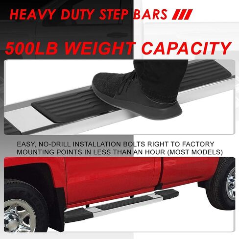 Auto Dynasty 6.25 Inches Side Step Bar Running Boards Compatible with Silverado Sierra 1500 2500HD 3500HD Regular Cab 07-19, Extruded Aluminum, Silver Painted Finish in Saudi Arabia