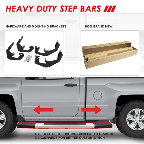 Auto Dynasty 6.25 Inches Side Step Bar Running Boards Compatible with Silverado Sierra 1500 2500HD 3500HD Regular Cab 07-19, Extruded Aluminum, Silver Painted Finish in Saudi Arabia