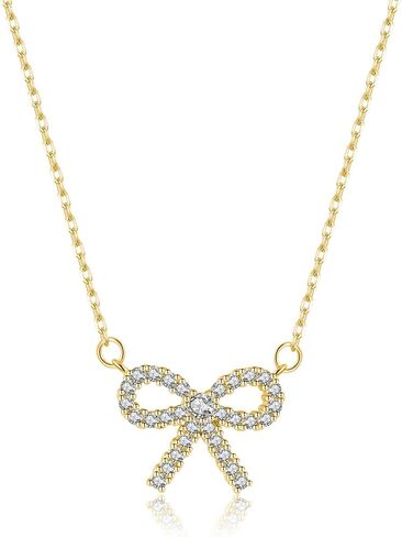 Sluynz Solid 925 Sterling Silver Bow Rlglace للنساء المراهقات اللامع قلادة قلادة CZ Cz Bowknot in Saudi Arabia