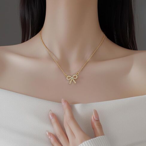 Sluynz Solid 925 Sterling Silver Bow Rlglace للنساء المراهقات اللامع قلادة قلادة CZ Cz Bowknot in Saudi Arabia