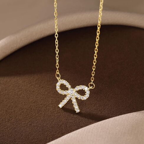 Sluynz Solid 925 Sterling Silver Bow Rlglace للنساء المراهقات اللامع قلادة قلادة CZ Cz Bowknot in Saudi Arabia