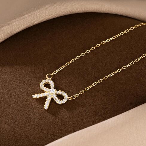 Sluynz Solid 925 Sterling Silver Bow Rlglace للنساء المراهقات اللامع قلادة قلادة CZ Cz Bowknot in Saudi Arabia
