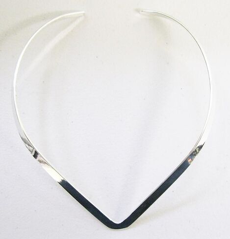 New Shiny Silver 6mm Wide V Shaped Choker Collar Necklace Wire (CV3), Silver, 16" to 18" in Saudi Arabia