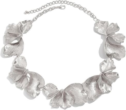 Chunky Gold Statement Necklace for Women Irregular Geometric Large Flower Necklaces Sectored Petals Jewelry Summer Beach Accessory in Saudi Arabia