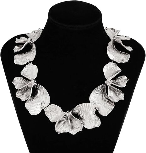 Chunky Gold Statement Necklace for Women Irregular Geometric Large Flower Necklaces Sectored Petals Jewelry Summer Beach Accessory in Saudi Arabia