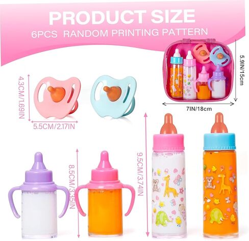 fash n kolor My Sweet Baby Disappearing Doll Feeding Set - Doll Feeding Set | Set Includes 2 Bottles, 4 Pcs Doll Diapers Doll Underwear and 2 Pcs Doll Bibs and 2 Pacifier (13 pc Set) in Kuwait