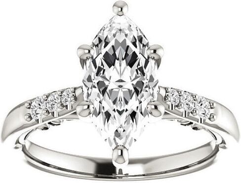 2 CT Marquise Cut Colorless Moissanite Engagement Ring, Solitaire with Accent Wedding Ring, Solid 14k White Gold Moissanite Ring, Anniversary Promise Ring Gifts for Her in Saudi Arabia