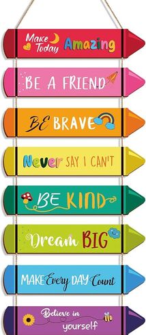 Yousoontic Crayon Classroom Motivational Wall Art Decor Inspirational Wooden Colorful Decorations Positive Quotes Hanging for Home Living Room Bedroom Classroom Wall in Saudi Arabia
