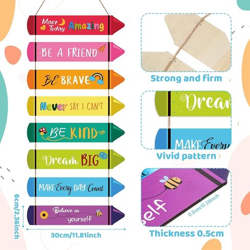 Yousoontic Crayon Classroom Motivational Wall Art Decor Inspirational Wooden Colorful Decorations Positive Quotes Hanging for Home Living Room Bedroom Classroom Wall in Saudi Arabia