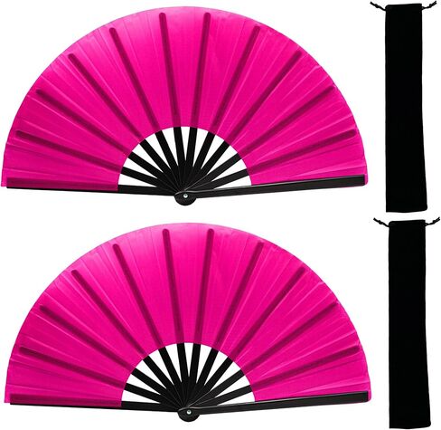 13inch Large Rave Fan Popping Clacking Fans for Line Dancing,Hand Fans for Women Foldable,Boots on The Ground Fan,Portable for Outdoor,Wedding,Party,Decoration (2pcs pink) in Saudi Arabia