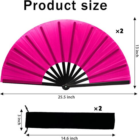 13inch Large Rave Fan Popping Clacking Fans for Line Dancing,Hand Fans for Women Foldable,Boots on The Ground Fan,Portable for Outdoor,Wedding,Party,Decoration (2pcs pink) in Saudi Arabia
