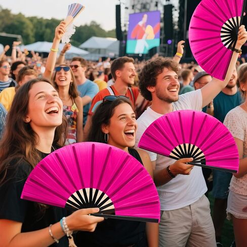 13inch Large Rave Fan Popping Clacking Fans for Line Dancing,Hand Fans for Women Foldable,Boots on The Ground Fan,Portable for Outdoor,Wedding,Party,Decoration (2pcs pink) in Saudi Arabia
