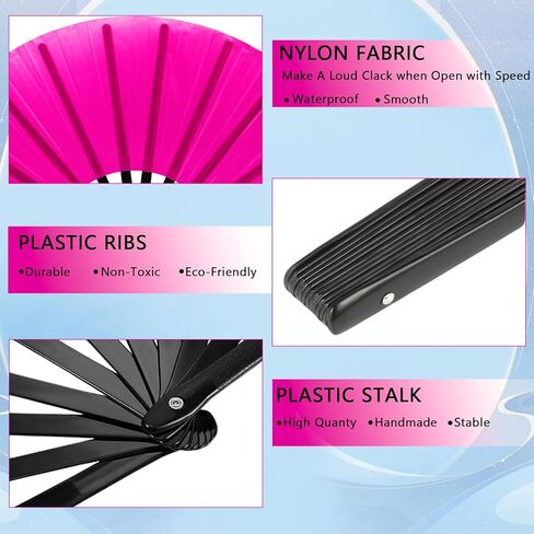13inch Large Rave Fan Popping Clacking Fans for Line Dancing,Hand Fans for Women Foldable,Boots on The Ground Fan,Portable for Outdoor,Wedding,Party,Decoration (2pcs pink) in Saudi Arabia