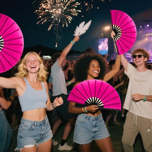 13inch Large Rave Fan Popping Clacking Fans for Line Dancing,Hand Fans for Women Foldable,Boots on The Ground Fan,Portable for Outdoor,Wedding,Party,Decoration (2pcs pink) in Saudi Arabia