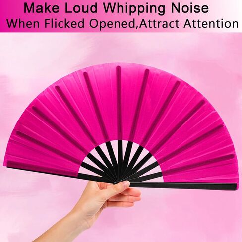13inch Large Rave Fan Popping Clacking Fans for Line Dancing,Hand Fans for Women Foldable,Boots on The Ground Fan,Portable for Outdoor,Wedding,Party,Decoration (2pcs pink) in Saudi Arabia