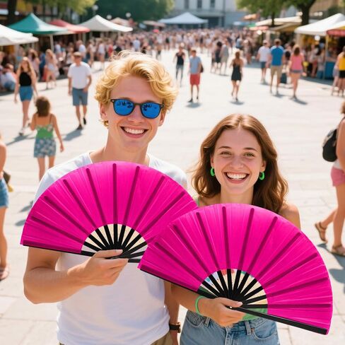 13inch Large Rave Fan Popping Clacking Fans for Line Dancing,Hand Fans for Women Foldable,Boots on The Ground Fan,Portable for Outdoor,Wedding,Party,Decoration (2pcs pink) in Saudi Arabia