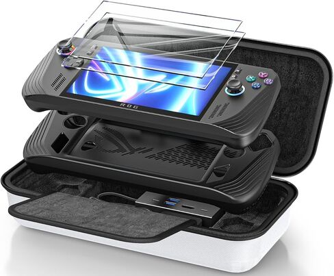 Carrying Case 3 in 1 Accessories Set Compatible with ROG Ally X, included EVA Carrying Case, Soft Silicone Protective Cover und 2 Pack Screen Protector, Portable and Easy to Carry in Saudi Arabia