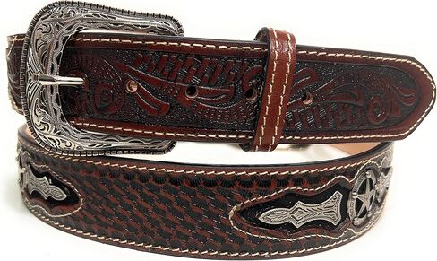 1 3/4" Wide Genuine Leather Western Style Leather Belt, Cowboy Rodeo Concho Ranger Style Belt in Saudi Arabia