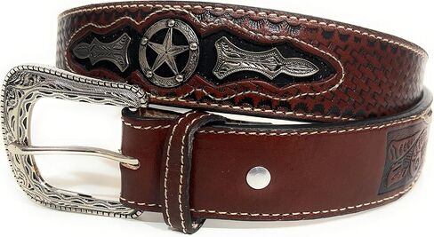 1 3/4" Wide Genuine Leather Western Style Leather Belt, Cowboy Rodeo Concho Ranger Style Belt in Saudi Arabia