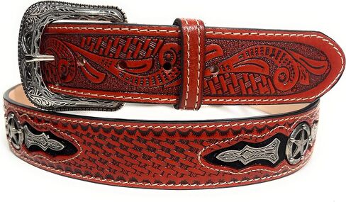 1 3/4" Wide Genuine Leather Western Style Leather Belt, Cowboy Rodeo Concho Ranger Style Belt in Saudi Arabia