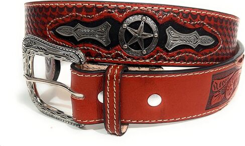 1 3/4" Wide Genuine Leather Western Style Leather Belt, Cowboy Rodeo Concho Ranger Style Belt in Saudi Arabia